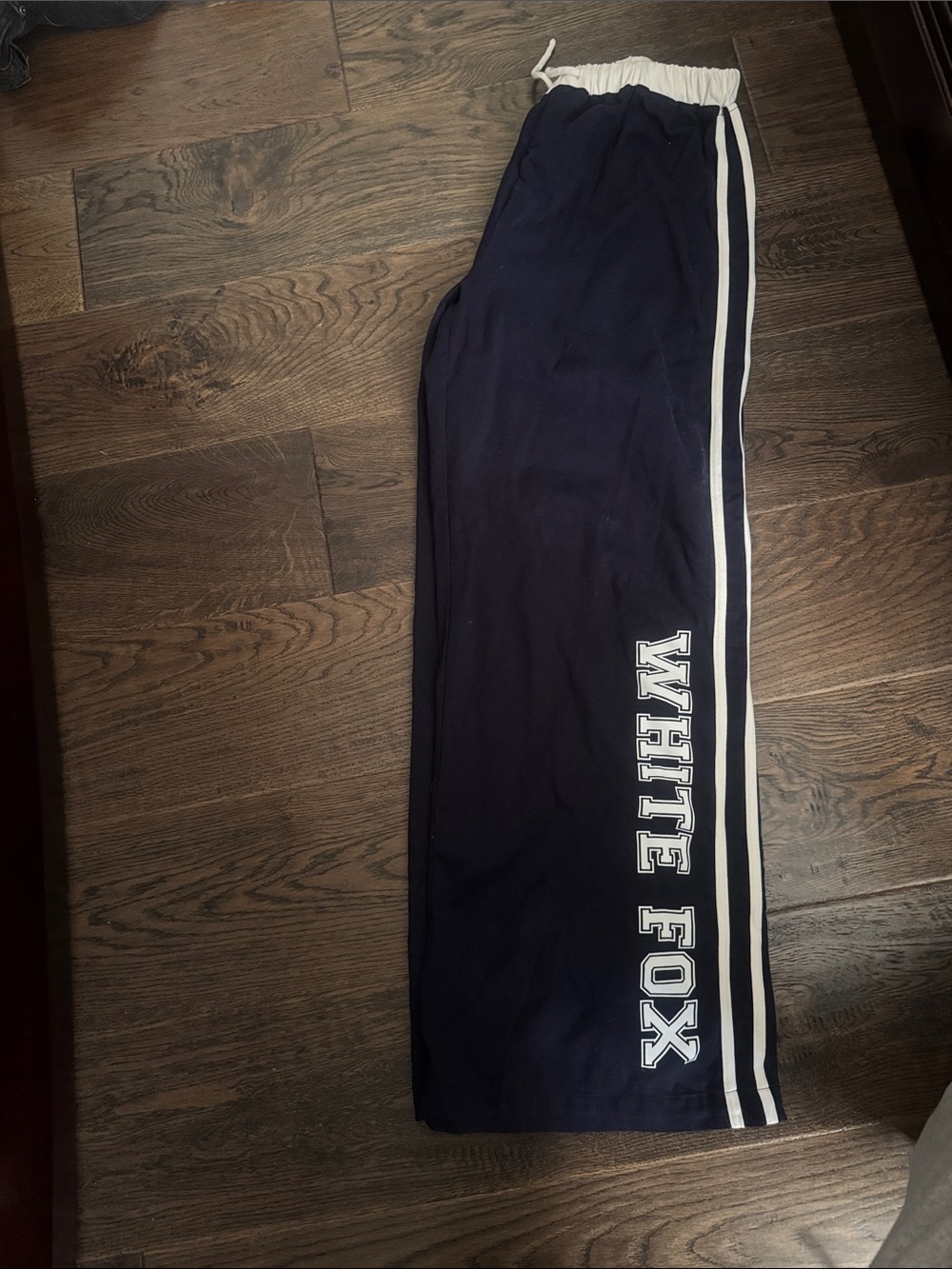 Navy Track Pants with White Stripe